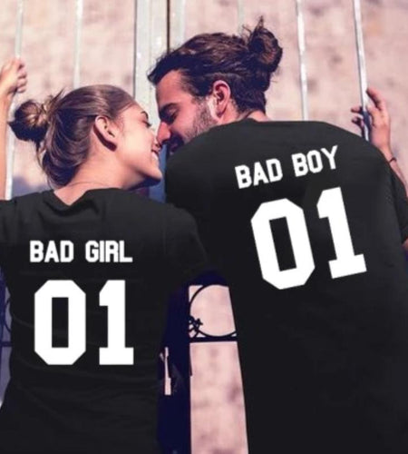 Bad Boy & Bad Girl 01 Matching Couple Tees-unisex-wanahavit-J190-MSTBK-M-wanahavit