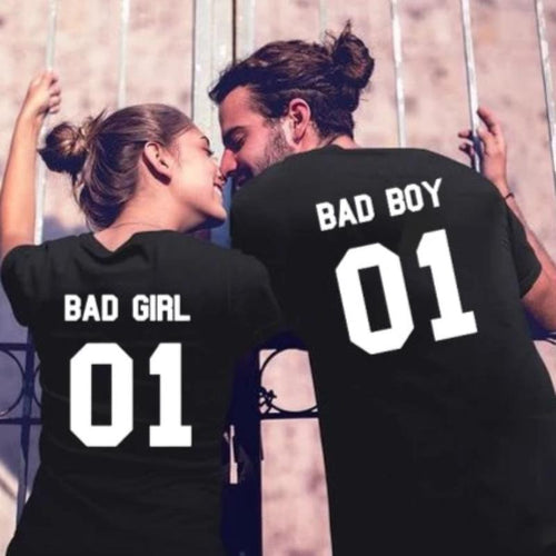 Load image into Gallery viewer, Bad Boy &amp; Bad Girl 01 Matching Couple Tees-unisex-wanahavit-J190-MSTBK-M-wanahavit
