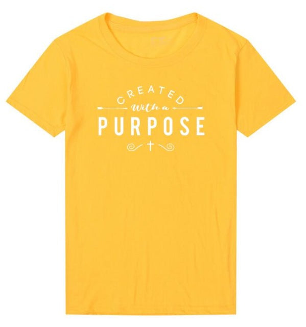 Created With A Purpose Cross Christian Statement Shirt-unisex-wanahavit-gold tee white text-S-wanahavit
