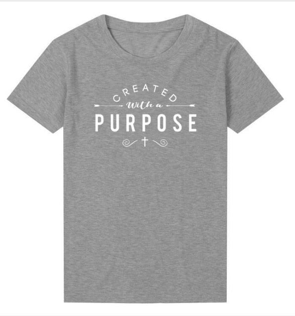 Created With A Purpose Cross Christian Statement Shirt-unisex-wanahavit-gray tee white text-L-wanahavit