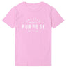 pink tee white text