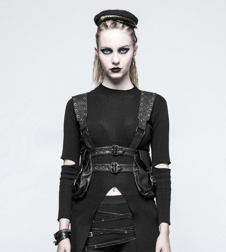 Designer Steampunk PU Leather Biker Backpack-women-wanahavit-wanahavit