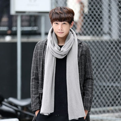 Fashion Winter Knit Solid Color Long Scarf #7387-unisex-wanahavit-light gray-wanahavit