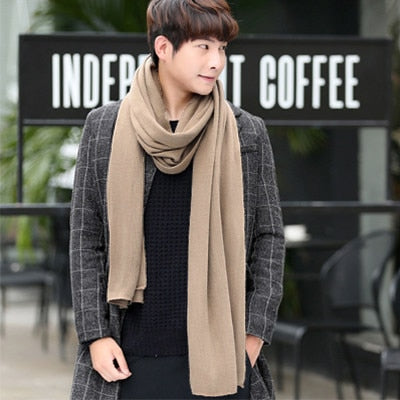 Fashion Winter Knit Solid Color Long Scarf #7387-unisex-wanahavit-khaki-wanahavit