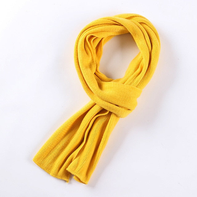 Fashion Winter Knit Solid Color Long Scarf #7387-unisex-wanahavit-yellow-wanahavit