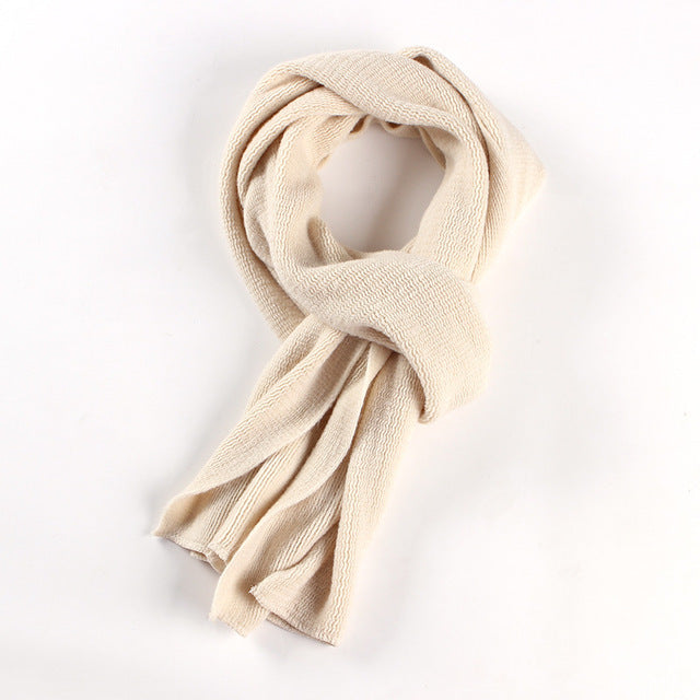 Fashion Winter Knit Solid Color Long Scarf #7387-unisex-wanahavit-beige-wanahavit