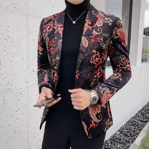 Load image into Gallery viewer, Luxury Royal Paisley Floral Blazer Vintage Velvet Blazer-men-wanahavit-As picture-M-wanahavit
