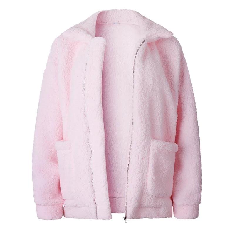 Loose Fleece Faux Shearing Fur Thick Teddy Jacket Coat-women-wanahavit-Pink-S-wanahavit