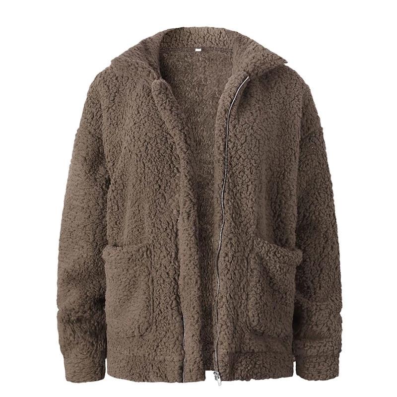 Loose Fleece Faux Shearing Fur Thick Teddy Jacket Coat-women-wanahavit-Camel-S-wanahavit