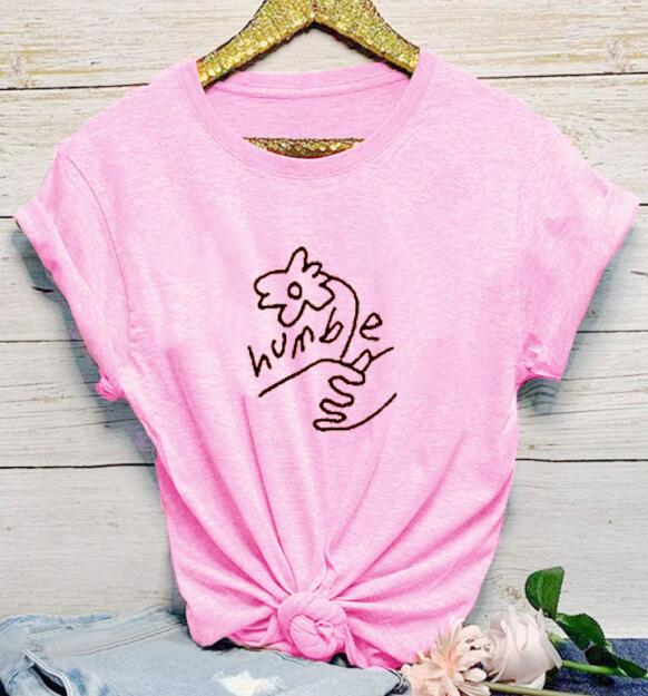 Humble Flower Christian Statement Shirt-unisex-wanahavit-pink tee black text-M-wanahavit