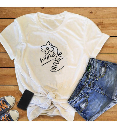 Humble Flower Christian Statement Shirt-unisex-wanahavit-white tee black text-L-wanahavit