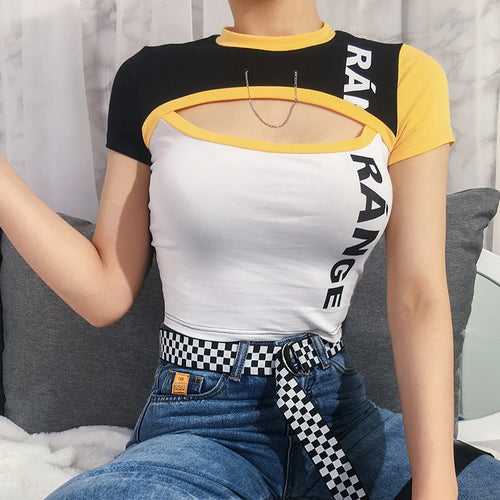 Load image into Gallery viewer, Patchwork Two Piece Slit Hollow Out Printed Shirt-women-wanahavit-as picture-L-wanahavit
