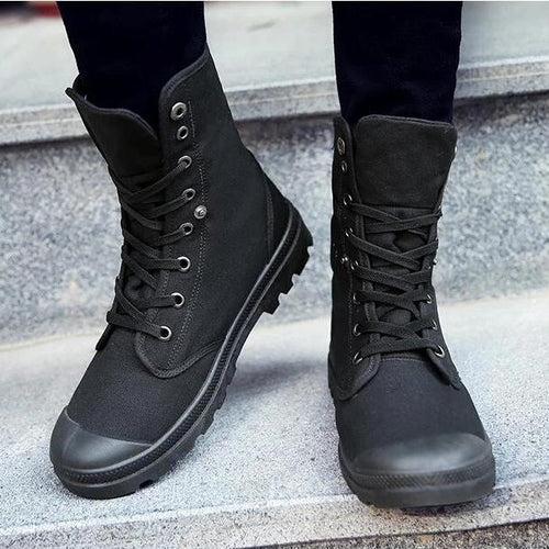 Load image into Gallery viewer, High Top Outdoor Canvas Non Slip Military Boots-men-wanahavit-all black-10-wanahavit
