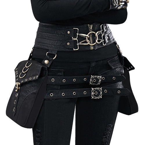 Load image into Gallery viewer, Vintage Steampunk Gothic Retro Cosplay Waist Leather Bag-women-wanahavit-wanahavit
