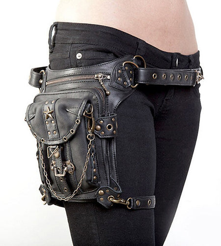 Vintage Steampunk Gothic Retro Shoulder Waist Bag-women-wanahavit-Black-HG062-wanahavit