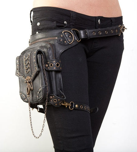 Vintage Steampunk Gothic Retro Shoulder Waist Bag-women-wanahavit-Black-HG043-wanahavit