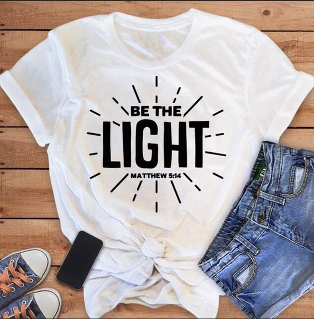 Be The Light Matthew 5:14 Christian Statement Shirt-unisex-wanahavit-white tee black text-S-wanahavit