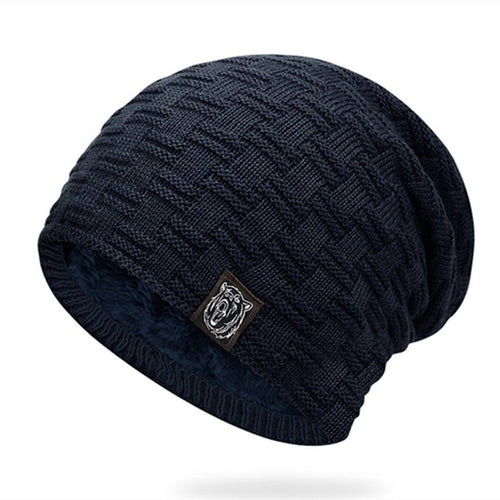 Load image into Gallery viewer, Add Fur Warm Ski Casual Warm Knitted Winter Beanie-unisex-wanahavit-Navy Blue-54cm-62cm-wanahavit
