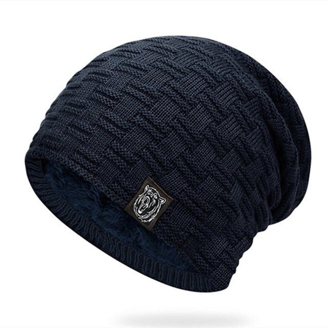 Add Fur Warm Ski Casual Warm Knitted Winter Beanie-unisex-wanahavit-Navy Blue-54cm-62cm-wanahavit