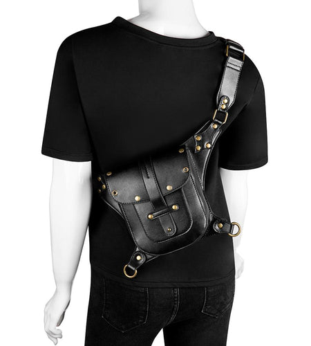 Punk Rock Women Motorcycle Bag Men Steampunk Chain Belt Bag-women-wanahavit-wanahavit