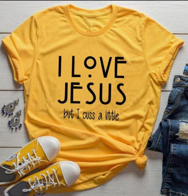I Love Jesus But I Cuss A Little Christian Statement Shirt-unisex-wanahavit-gold tee black text-XXXL-wanahavit