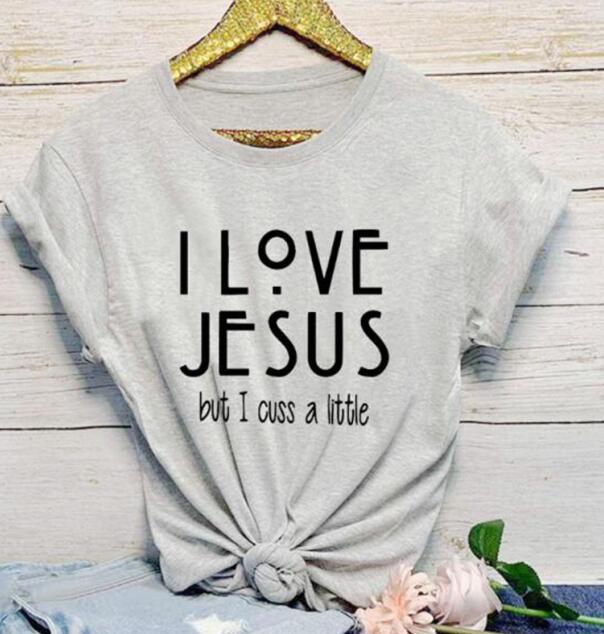 I Love Jesus But I Cuss A Little Christian Statement Shirt-unisex-wanahavit-gray tee black text-M-wanahavit