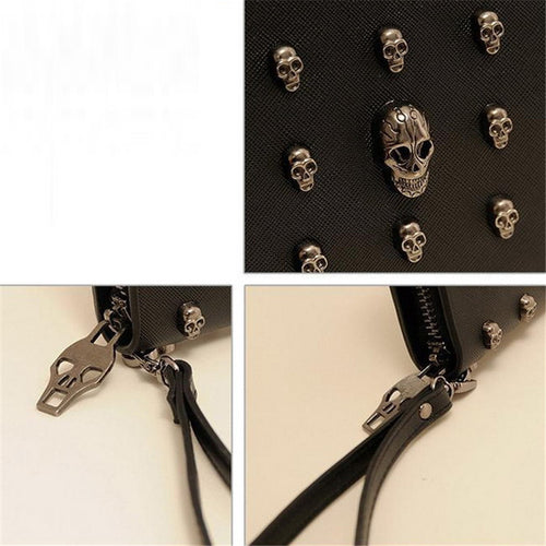 Load image into Gallery viewer, Skull Hard Rock Leather Wallet-women-wanahavit-wanahavit
