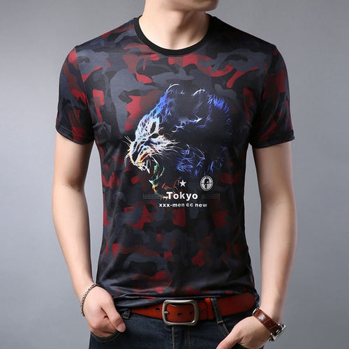 Load image into Gallery viewer, Camouflage Leopard Printed Summer Tees-men-wanahavit-Red-4XL-wanahavit

