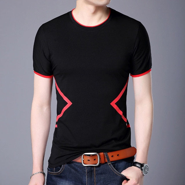 Breathable O Neck Outlined Pattern Tees-men-wanahavit-Black-XXXL-wanahavit