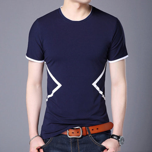 Load image into Gallery viewer, Breathable O Neck Outlined Pattern Tees-men-wanahavit-Navy Blue-M-wanahavit
