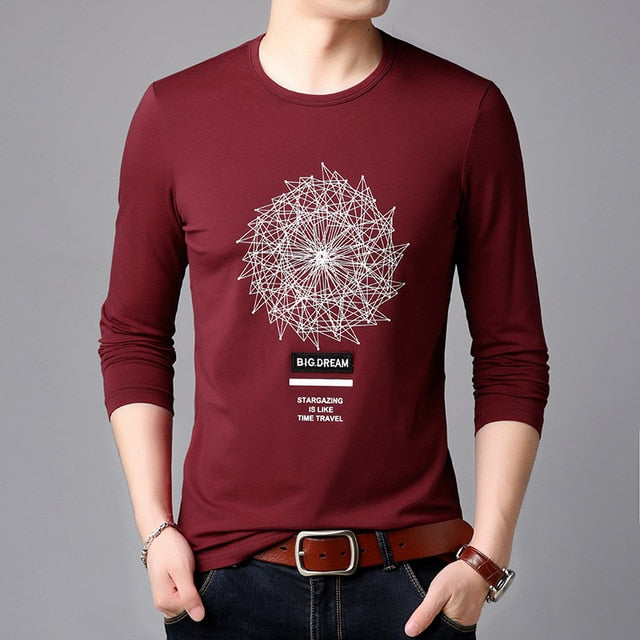 Mandala Geometric Printed Street Wear Long Sleeve Shirt-men-wanahavit-Red-XXL-wanahavit