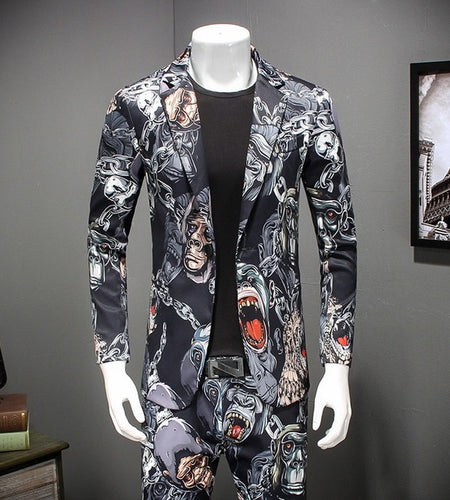 Gorilla Printed Casual Party Stylish Blazer-men-wanahavit-aspic-M-wanahavit