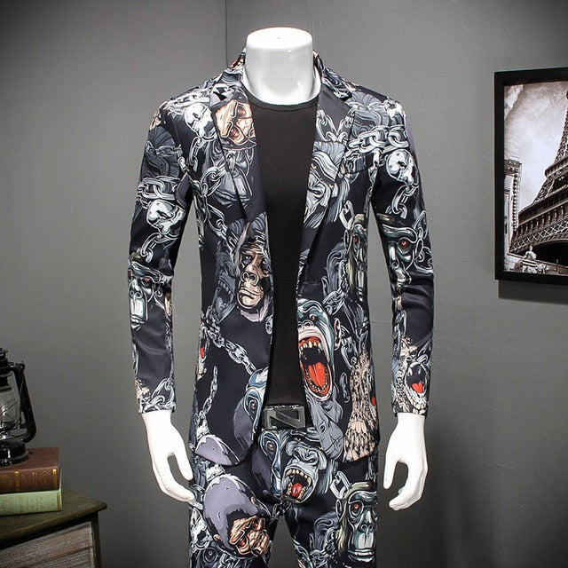 Gorilla Printed Casual Party Stylish Blazer-men-wanahavit-aspic-M-wanahavit