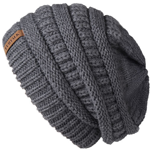 Load image into Gallery viewer, Slouchy Fleece Lining Casual Warm Knitted Winter Beanie-unisex-wanahavit-Gray-wanahavit
