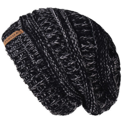 Slouchy Fleece Lining Casual Warm Knitted Winter Beanie-unisex-wanahavit-Black Grey-wanahavit