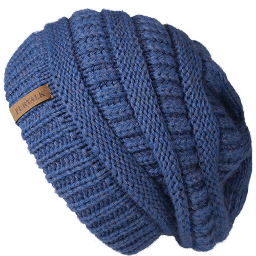 Load image into Gallery viewer, Slouchy Fleece Lining Casual Warm Knitted Winter Beanie-unisex-wanahavit-Blue-wanahavit
