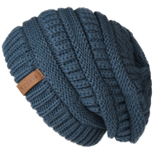 Slouchy Fleece Lining Casual Warm Knitted Winter Beanie-unisex-wanahavit-blue 2-wanahavit