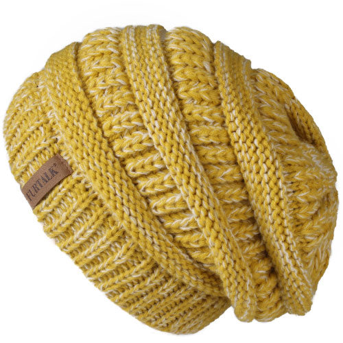 Slouchy Fleece Lining Casual Warm Knitted Winter Beanie-unisex-wanahavit-mixed yellow-wanahavit