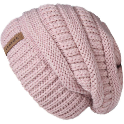 Slouchy Fleece Lining Casual Warm Knitted Winter Beanie-unisex-wanahavit-Pink-wanahavit