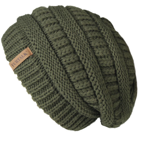 Load image into Gallery viewer, Slouchy Fleece Lining Casual Warm Knitted Winter Beanie-unisex-wanahavit-green 2-wanahavit
