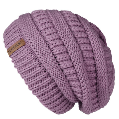 Slouchy Fleece Lining Casual Warm Knitted Winter Beanie-unisex-wanahavit-Fog purple-wanahavit