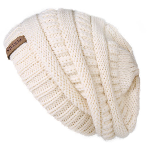 Slouchy Fleece Lining Casual Warm Knitted Winter Beanie-unisex-wanahavit-Beige-wanahavit