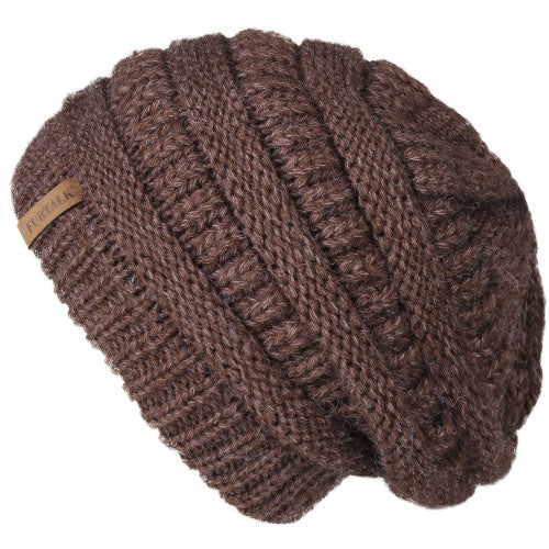 Load image into Gallery viewer, Slouchy Fleece Lining Casual Warm Knitted Winter Beanie-unisex-wanahavit-Camel-wanahavit
