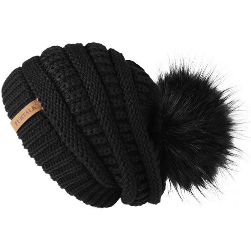 Fleece Velvet Lining Slouchy Casual Warm Knitted Winter Beanie-women-wanahavit-black-wanahavit