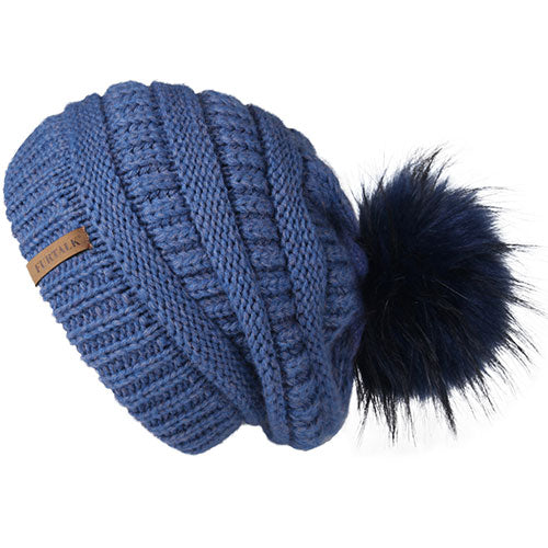 Fleece Velvet Lining Slouchy Casual Warm Knitted Winter Beanie-women-wanahavit-flecking blue-wanahavit