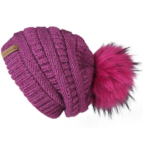 Fleece Velvet Lining Slouchy Casual Warm Knitted Winter Beanie-women-wanahavit-rose red as picture-wanahavit