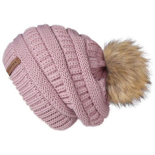 Fleece Velvet Lining Slouchy Casual Warm Knitted Winter Beanie-women-wanahavit-mixed pink-wanahavit
