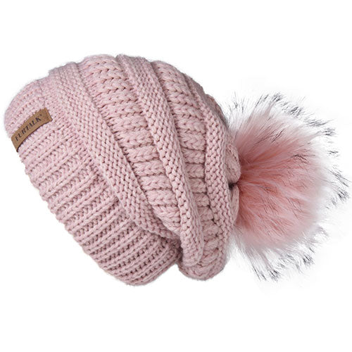 Fleece Velvet Lining Slouchy Casual Warm Knitted Winter Beanie-women-wanahavit-Lotus pink-wanahavit