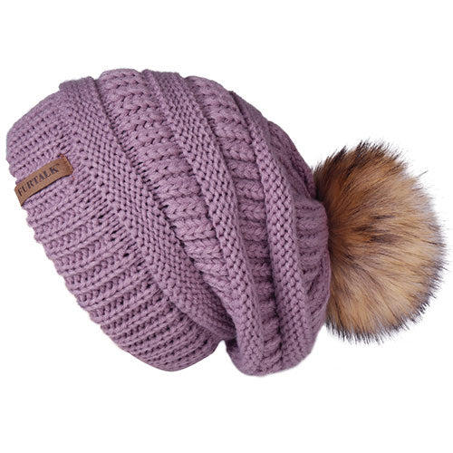 Fleece Velvet Lining Slouchy Casual Warm Knitted Winter Beanie-women-wanahavit-Fog purple-wanahavit