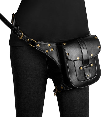 Punk Rock Women Motorcycle Bag Men Steampunk Chain Belt Bag-women-wanahavit-wanahavit